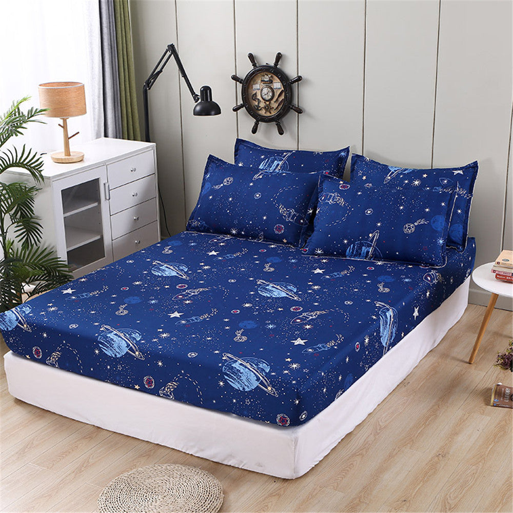 KTX-928467 Aloe Cotton Non-slip Mattress Protector Bed Sheet Cover with Floral Designs