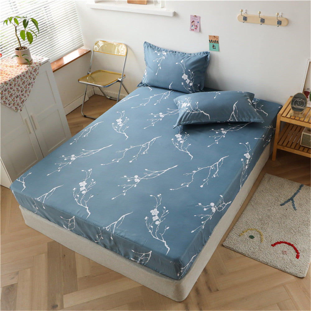 KTX-928467 Aloe Cotton Non-slip Mattress Protector Bed Sheet Cover with Floral Designs