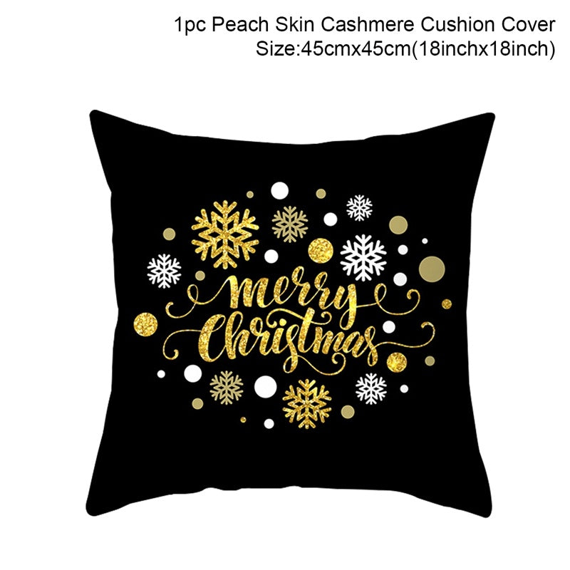 KTX-928467 Christmas-Themed Linen Pillowcase for Sofa Decoration - Red & Green, 45x45cm