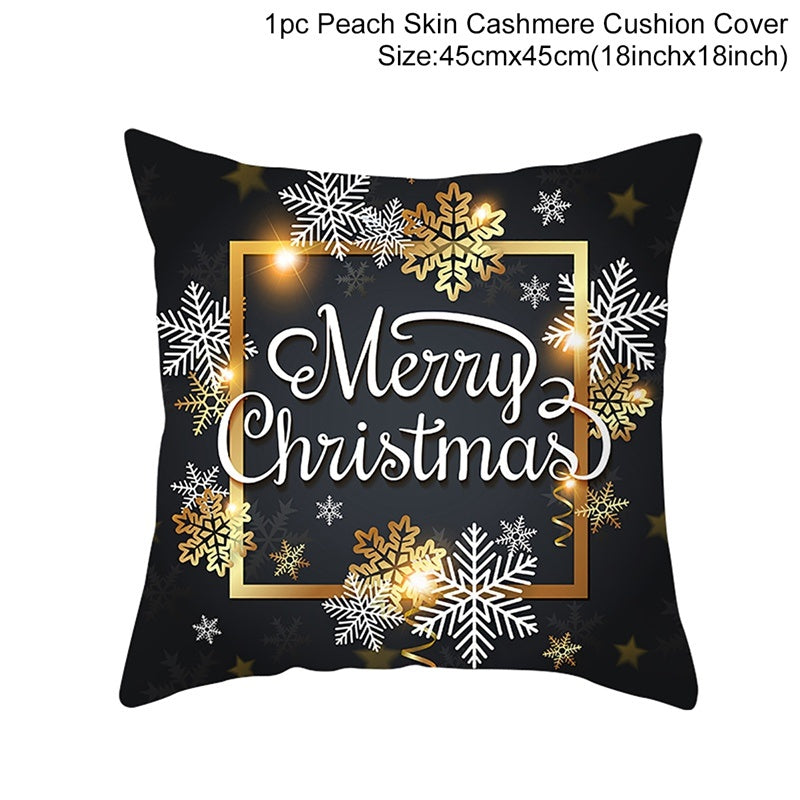 KTX-928467 Christmas-Themed Linen Pillowcase for Sofa Decoration - Red & Green, 45x45cm