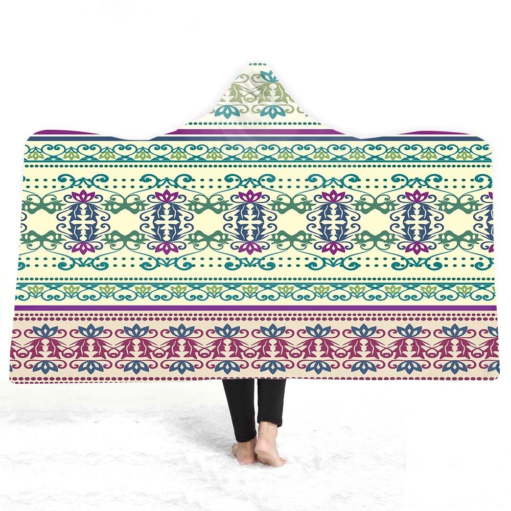 KTX-929491 Geometric 3D Digital Printing Hooded Cloak Blanket - Polyester Fiber, Multiple Sizes