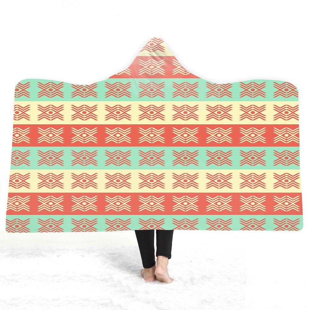 KTX-929491 Geometric 3D Digital Printing Hooded Cloak Blanket - Polyester Fiber, Multiple Sizes