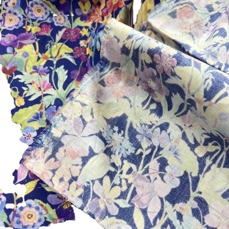 KTX-929491 Jade Bay Digital Print Cotton Cheongsam Dress Fabric - 1m Satin Weave