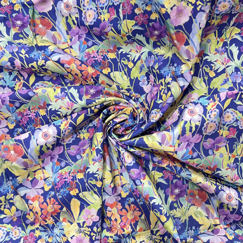 KTX-929491 Jade Bay Digital Print Cotton Cheongsam Dress Fabric - 1m Satin Weave