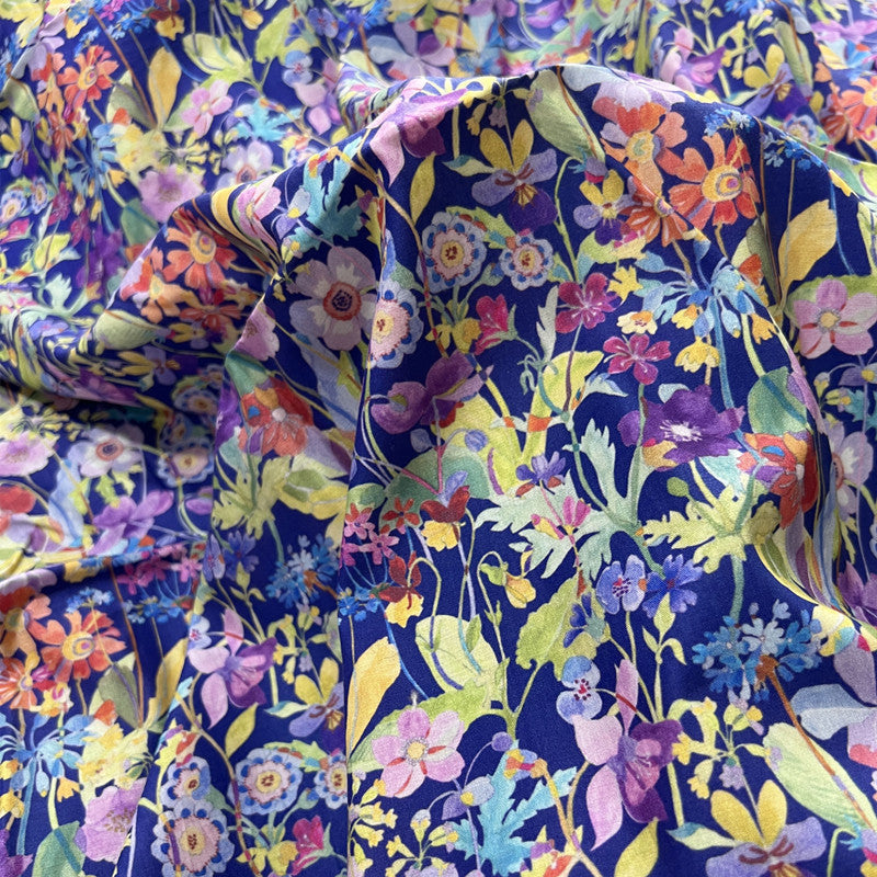 KTX-929491 Jade Bay Digital Print Cotton Cheongsam Dress Fabric - 1m Satin Weave