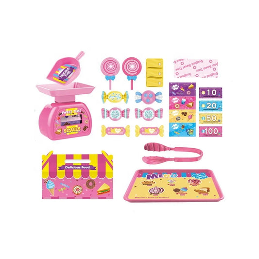 KTX-929491 Pink Candy Food Supermarket Cashier Toy Set for Girls Ages 2-4