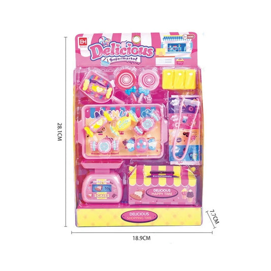 KTX-929491 Pink Candy Food Supermarket Cashier Toy Set for Girls Ages 2-4