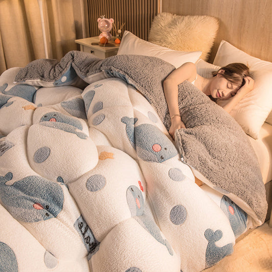 KTX-929619 Thick Winter Quilt for Cozy Comfort - Multiple Sizes & Colors Available