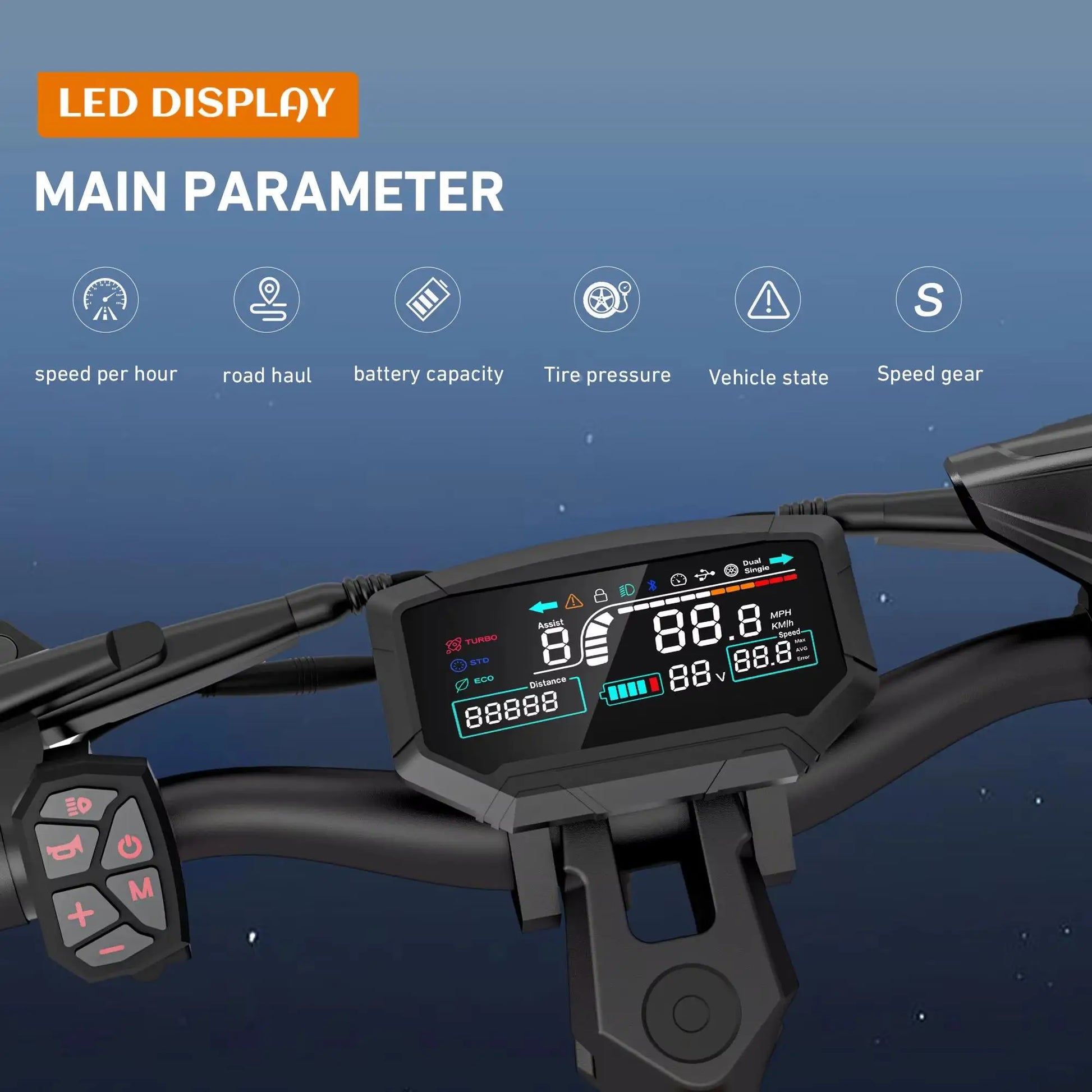 KTX-929683 Dual Motor Electric Scooter - 60-80 km Range, Hydraulic Braking, Waterproof, Foldable Design for Adults