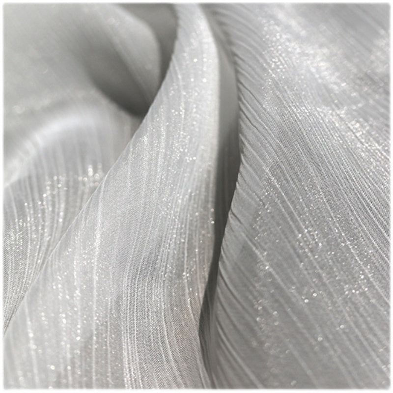 KTX-930643 White Shiny Mesh Yarn Fabric for Clothing Design - 155cm x 50cm Roll