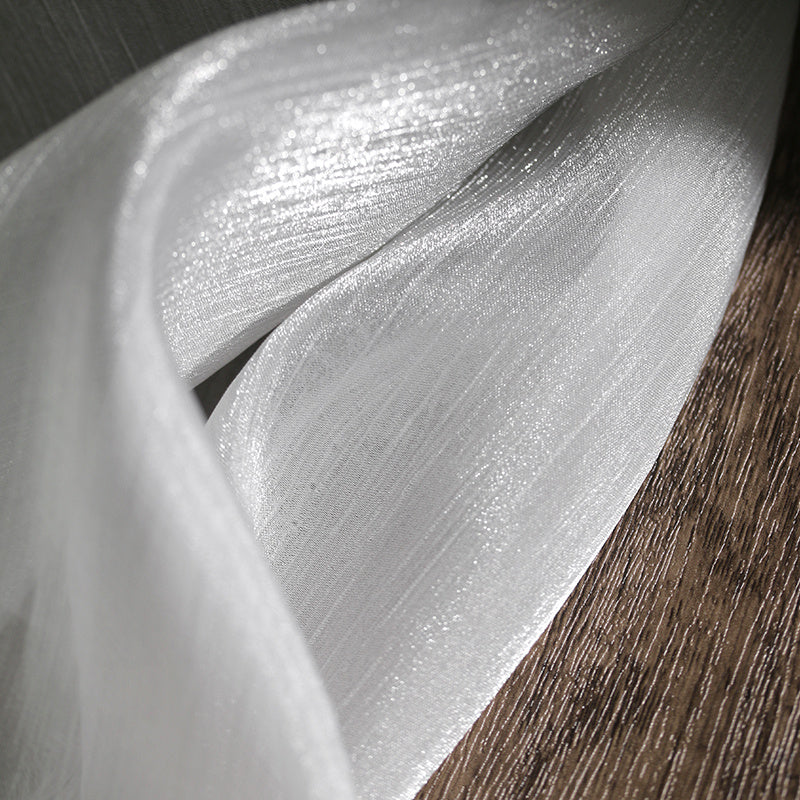 KTX-930643 White Shiny Mesh Yarn Fabric for Clothing Design - 155cm x 50cm Roll