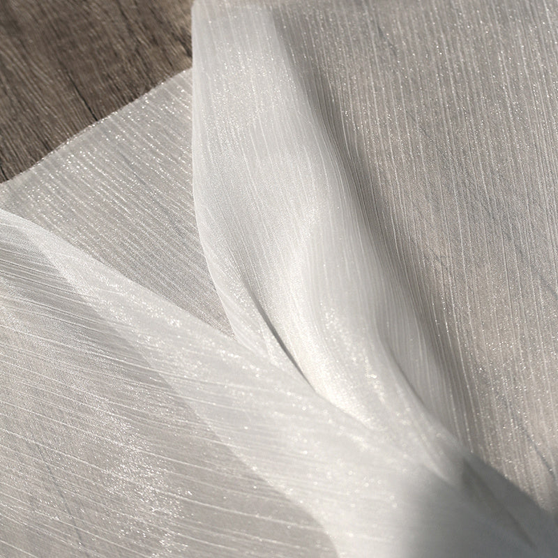 KTX-930643 White Shiny Mesh Yarn Fabric for Clothing Design - 155cm x 50cm Roll