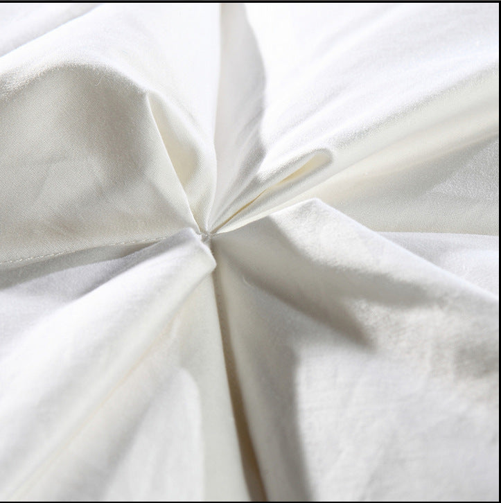 KTX-931091 Cotton Bread Twisted Flower Pillow with Feather Velvet Filling, 48 x 74 CM, White