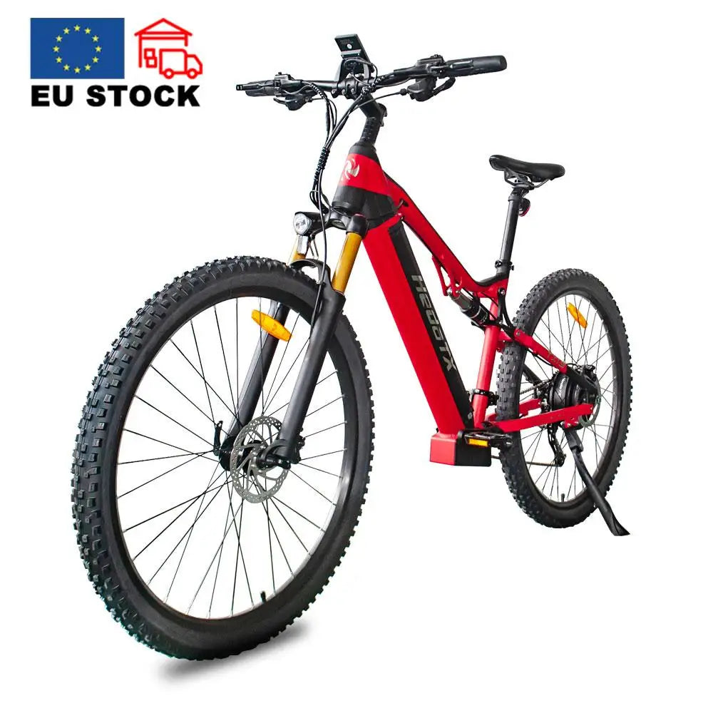 KTX-931283 1000W Full Suspension 29 Inch Electric Mountain Bike with 27 Speed Gears, Hydraulic Disc Brakes, and 60-70 Nm Torque