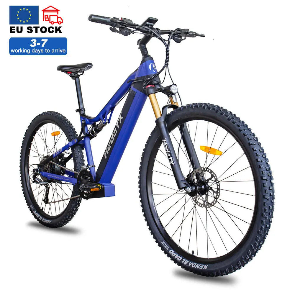 KTX-931283 1000W Full Suspension 29 Inch Electric Mountain Bike with 27 Speed Gears, Hydraulic Disc Brakes, and 60-70 Nm Torque
