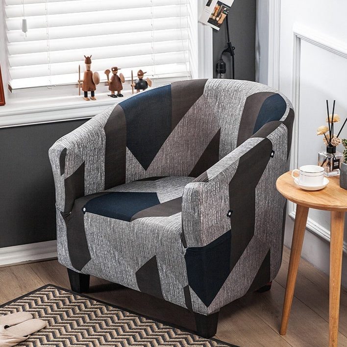 KTX-931859 Universal Small Semicircle Sofa Cover in Striped Design – Modern Polyester Dust Cover – 65x90cm