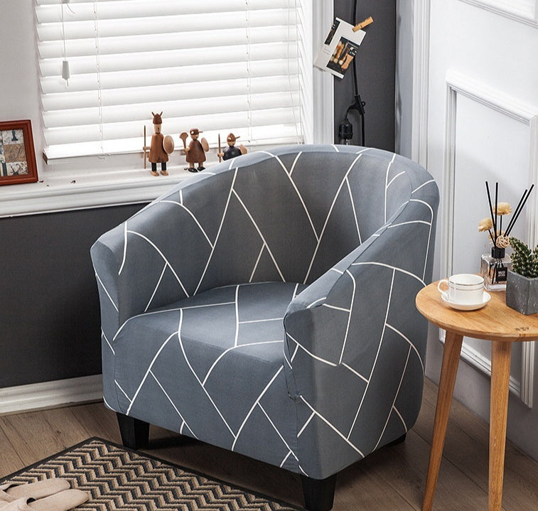 KTX-931859 Universal Small Semicircle Sofa Cover in Striped Design – Modern Polyester Dust Cover – 65x90cm