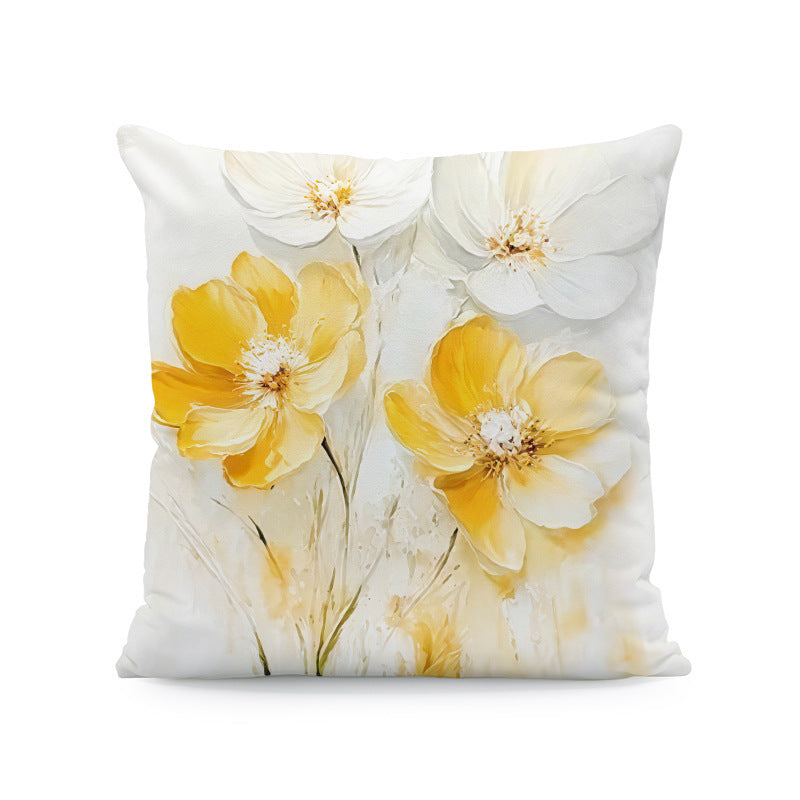 KTX-933011 Nordic Style Ink-Painting Plum Blossom Yellow Flower Cushion Cover 45x45cm