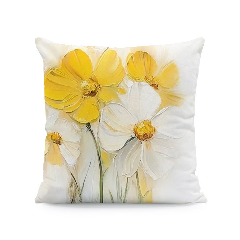 KTX-933011 Nordic Style Ink-Painting Plum Blossom Yellow Flower Cushion Cover 45x45cm