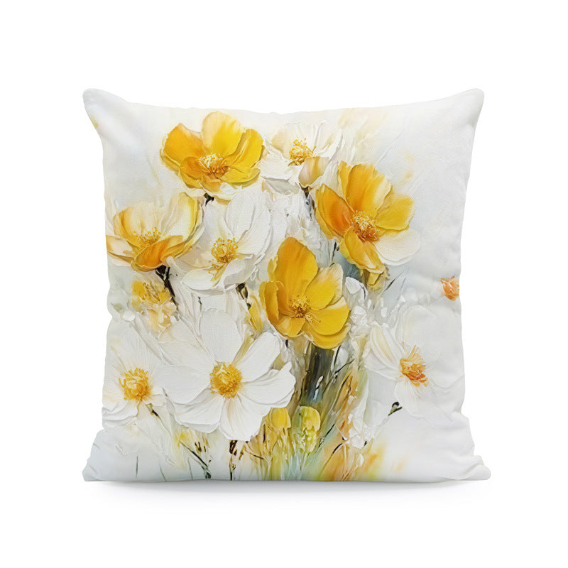 KTX-933011 Nordic Style Ink-Painting Plum Blossom Yellow Flower Cushion Cover 45x45cm