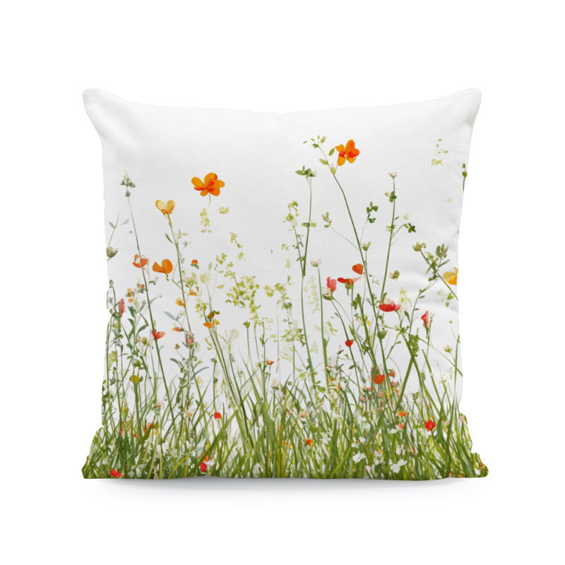 KTX-933011 Nordic Style Ink-Painting Plum Blossom Yellow Flower Cushion Cover 45x45cm