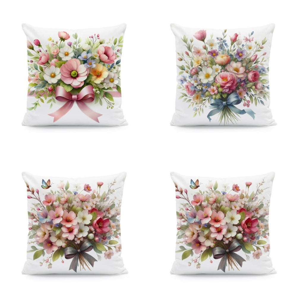 KTX-933011 Nordic Style Ink-Painting Plum Blossom Yellow Flower Cushion Cover 45x45cm