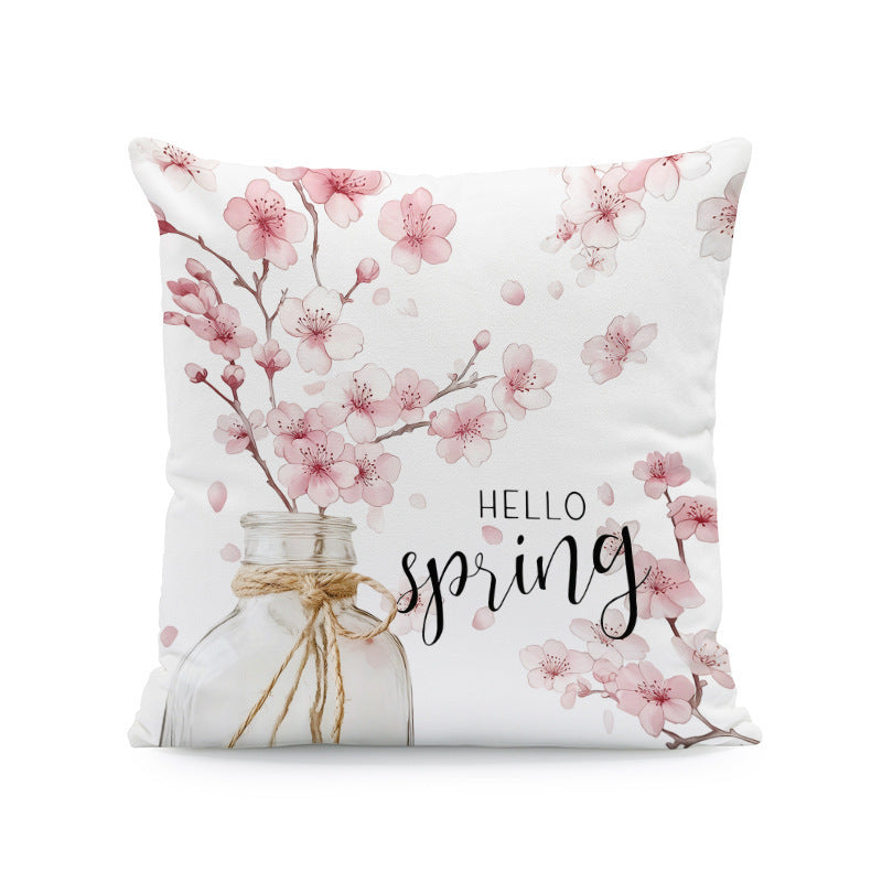 KTX-933011 Nordic Style Ink-Painting Plum Blossom Yellow Flower Cushion Cover 45x45cm
