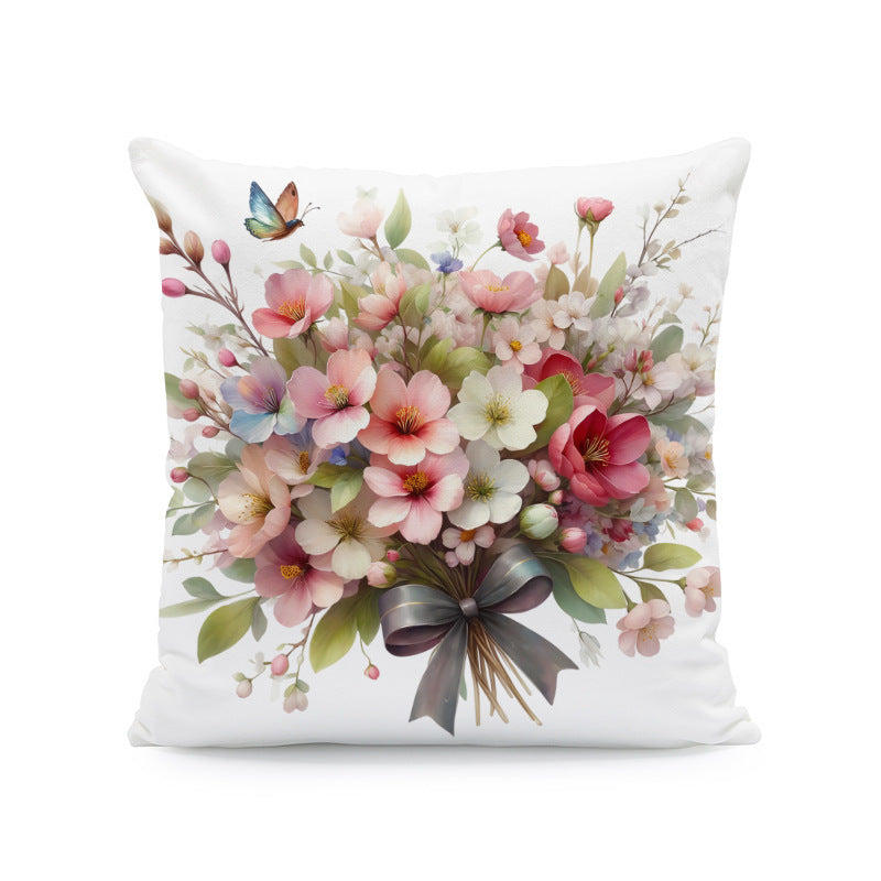 KTX-933011 Nordic Style Ink-Painting Plum Blossom Yellow Flower Cushion Cover 45x45cm
