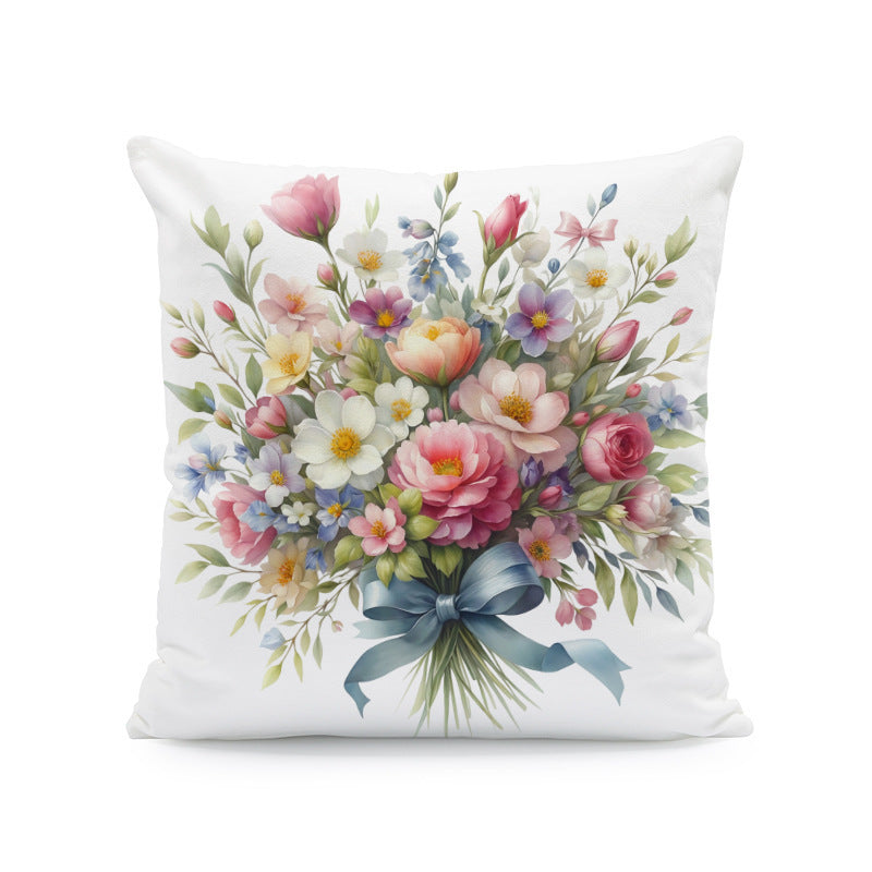 KTX-933011 Nordic Style Ink-Painting Plum Blossom Yellow Flower Cushion Cover 45x45cm