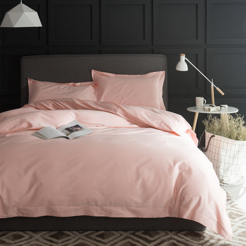 KTX-933267 Luxury Cotton Four-Piece Bedding Set with Embroidered Design and Double Strand Weave