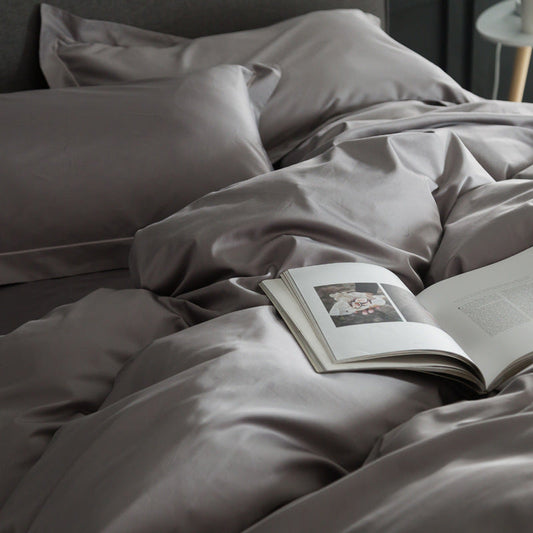 KTX-933267 Luxury Cotton Four-Piece Bedding Set with Embroidered Design and Double Strand Weave