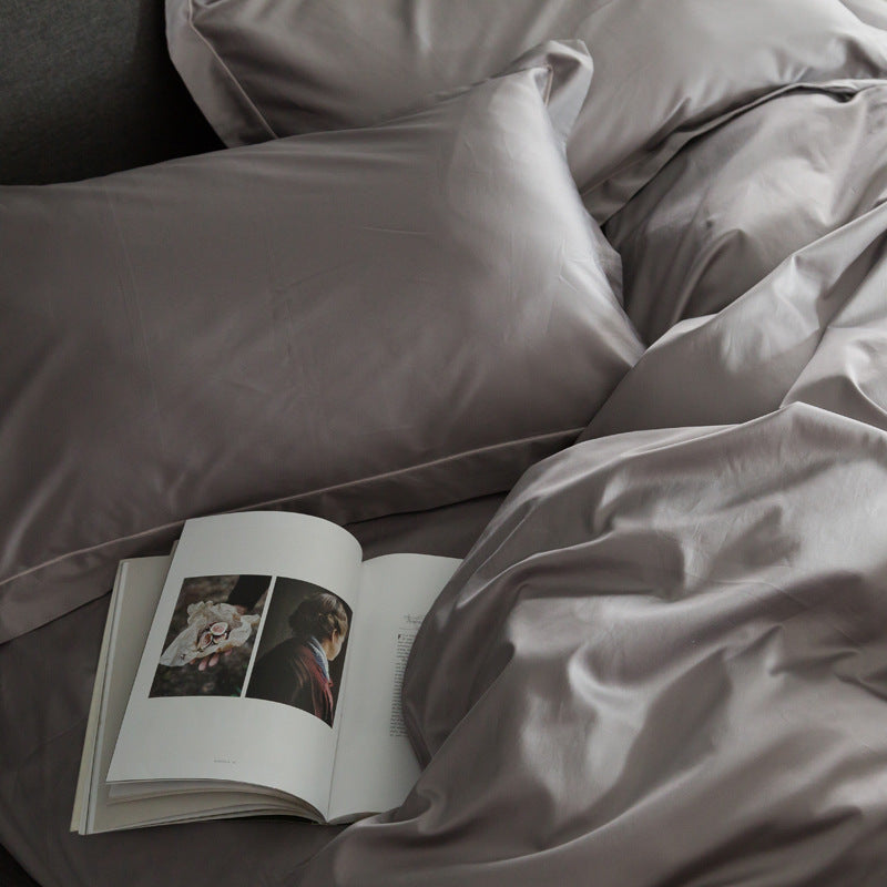 KTX-933267 Luxury Cotton Four-Piece Bedding Set with Embroidered Design and Double Strand Weave