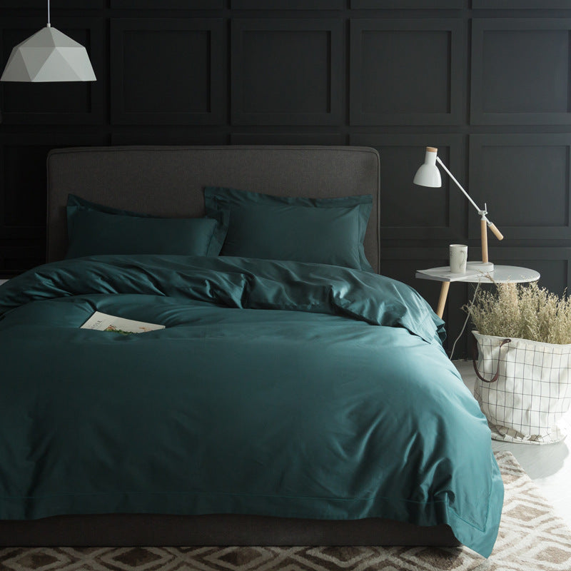 KTX-933267 Luxury Cotton Four-Piece Bedding Set with Embroidered Design and Double Strand Weave