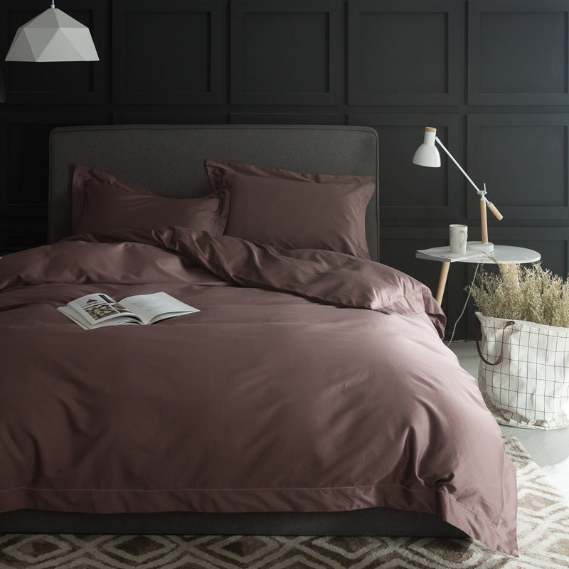 KTX-933267 Luxury Cotton Four-Piece Bedding Set with Embroidered Design and Double Strand Weave