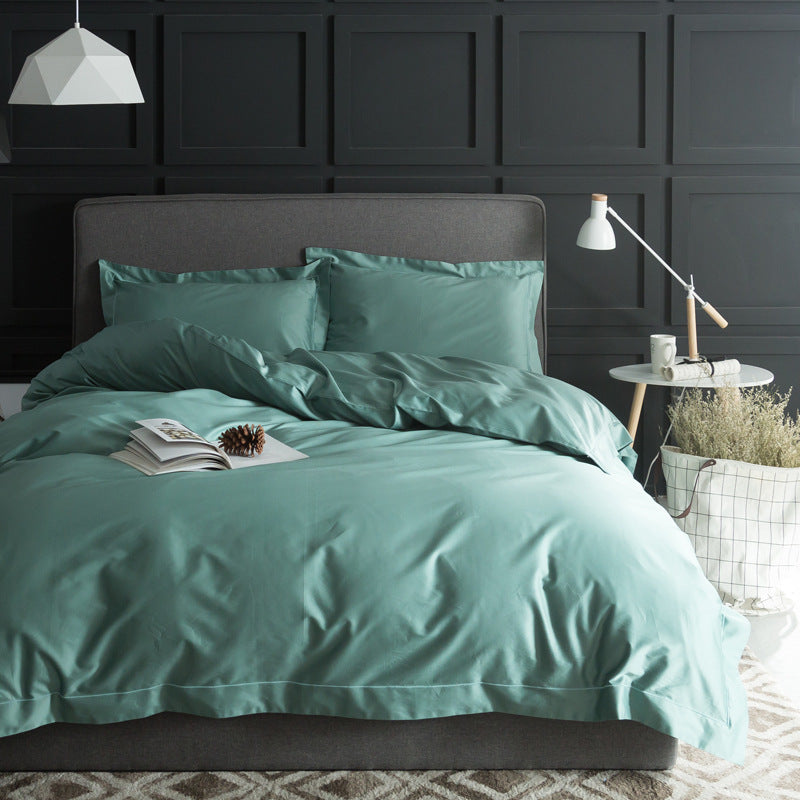 KTX-933267 Luxury Cotton Four-Piece Bedding Set with Embroidered Design and Double Strand Weave