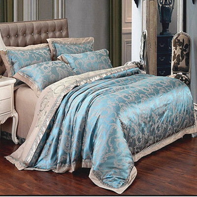 KTX-933587 European Four Piece Satin Jacquard Bedding Set - Pure Cotton Sheet and Quilt Cover for 1.5m to 2.0m Beds