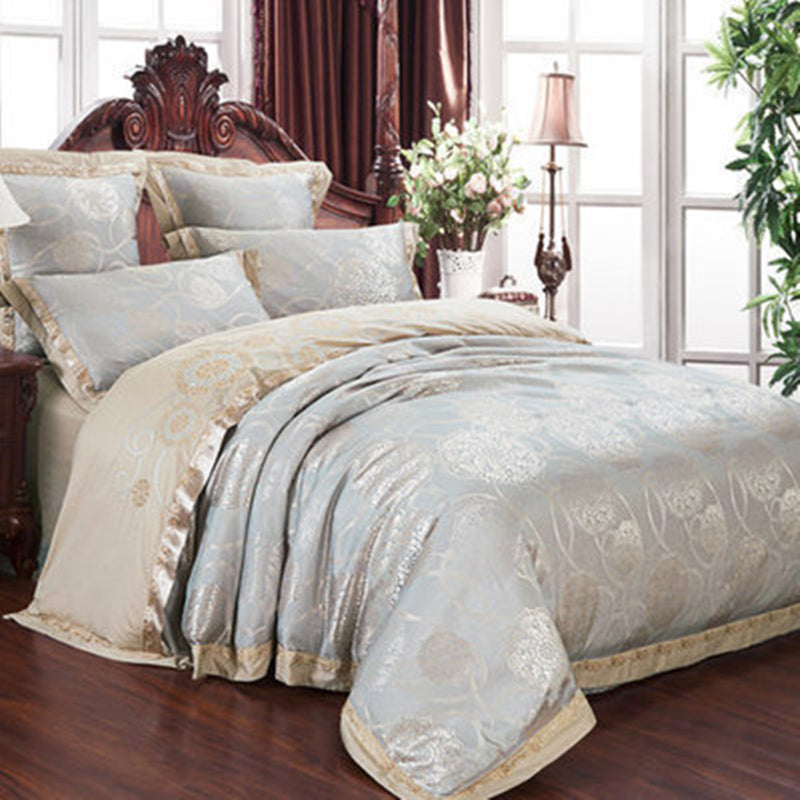 KTX-933587 European Four Piece Satin Jacquard Bedding Set - Pure Cotton Sheet and Quilt Cover for 1.5m to 2.0m Beds