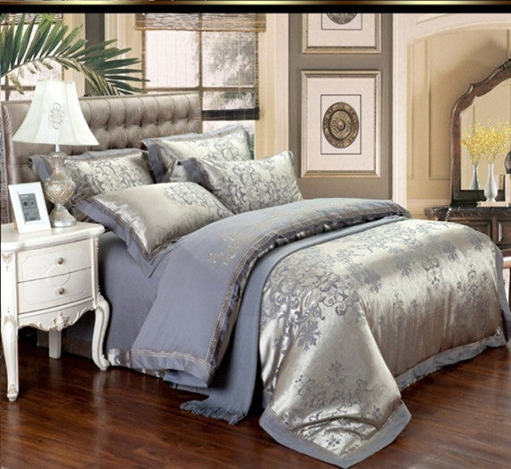 KTX-933587 European Four Piece Satin Jacquard Bedding Set - Pure Cotton Sheet and Quilt Cover for 1.5m to 2.0m Beds