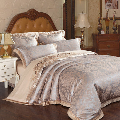 KTX-933587 European Four Piece Satin Jacquard Bedding Set - Pure Cotton Sheet and Quilt Cover for 1.5m to 2.0m Beds