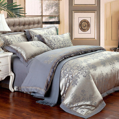 KTX-933587 European Four Piece Satin Jacquard Bedding Set - Pure Cotton Sheet and Quilt Cover for 1.5m to 2.0m Beds