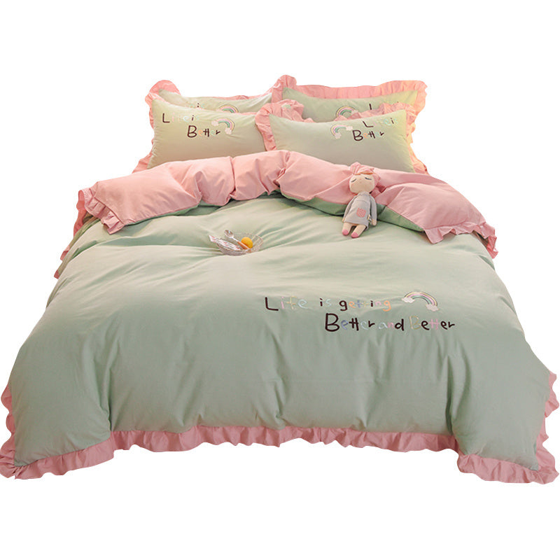 KTX-934099 Brushed Cotton Summer Cartoon Quilt Set - 4-Piece Bedding Collection for 1.5m to 2.0m Beds