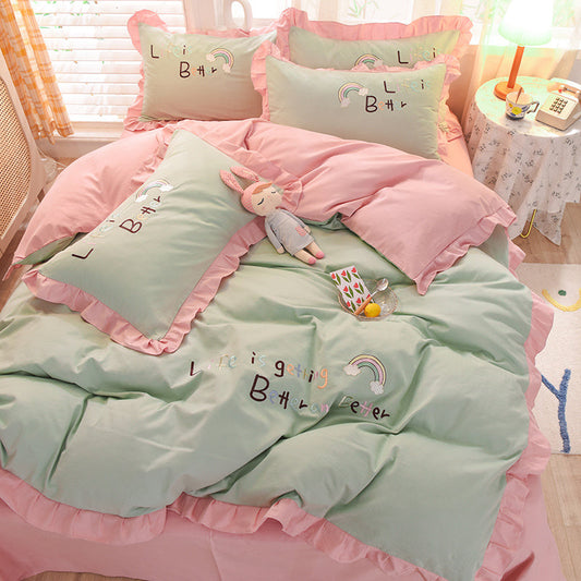 KTX-934099 Brushed Cotton Summer Cartoon Quilt Set - 4-Piece Bedding Collection for 1.5m to 2.0m Beds