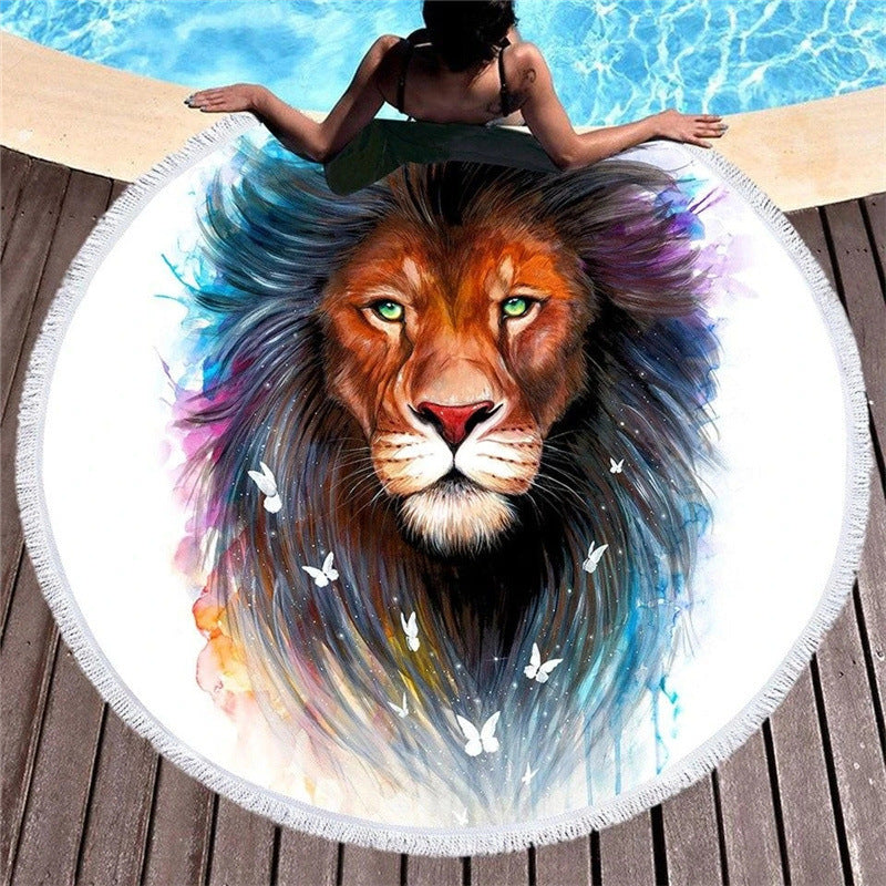 KTX-934163 Wolf Head Digital Print Microfiber Blanket, 150x150 cm & 180x180 cm, Polyester Fiber