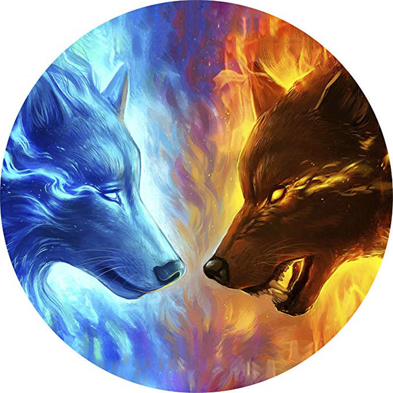 KTX-934163 Wolf Head Digital Print Microfiber Blanket, 150x150 cm & 180x180 cm, Polyester Fiber