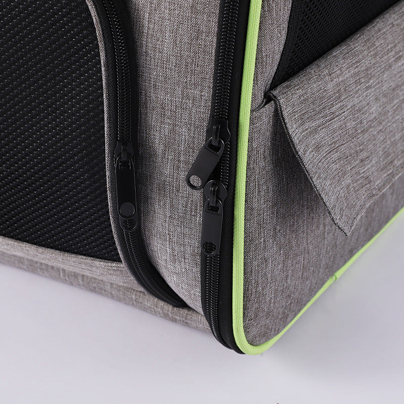 KTX-934547 Large Capacity Portable Pet Backpack - Breathable Oxford Cloth Handbag in Gray and Black