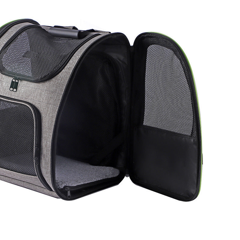 KTX-934547 Large Capacity Portable Pet Backpack - Breathable Oxford Cloth Handbag in Gray and Black
