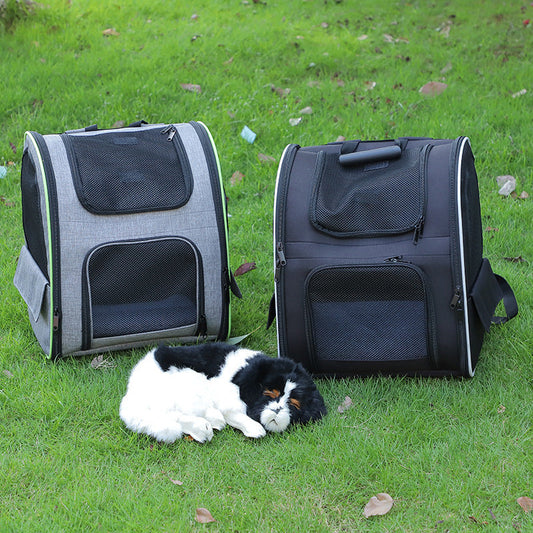 KTX-934547 Large Capacity Portable Pet Backpack - Breathable Oxford Cloth Handbag in Gray and Black