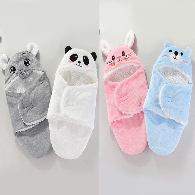 KTX-935571 Soft Flannel Newborn Baby Swaddling Quilt Blanket - Animal and Cartoon Patterns