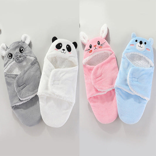 KTX-935571 Soft Flannel Newborn Baby Swaddling Quilt Blanket - Animal and Cartoon Patterns