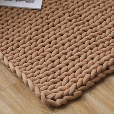 KTX-936723 Chunky Knit Blanket in Soft Cotton Tube Yarn - Pet Friendly, Versatile Throw and Floor Mat, Machine Washable